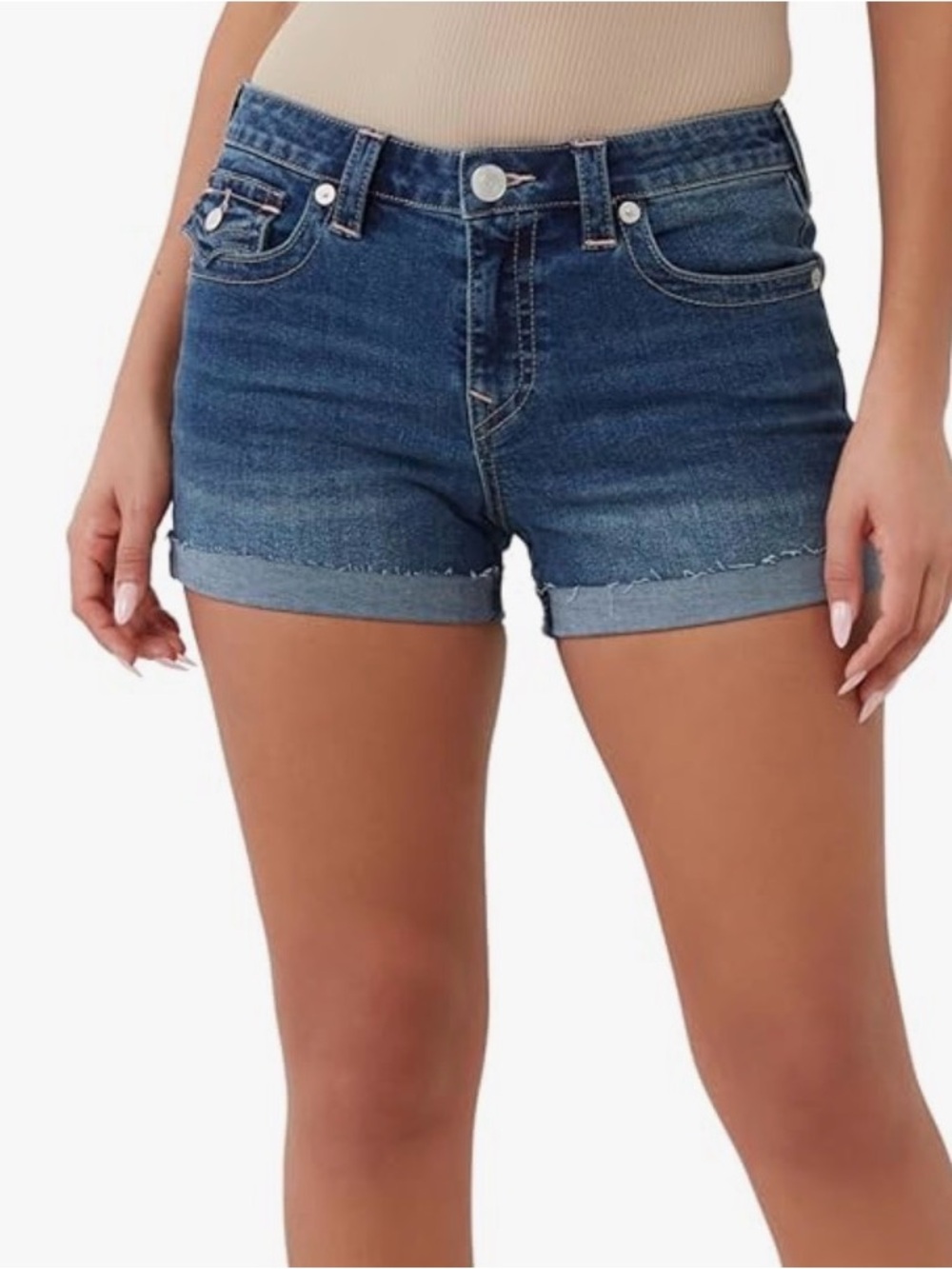 True Religion Women's Jennie Midrise Curvy Denim Short